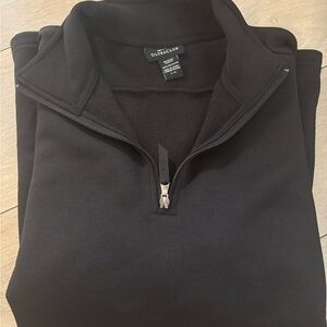 Black Zip Up Sweater with Mock Neck